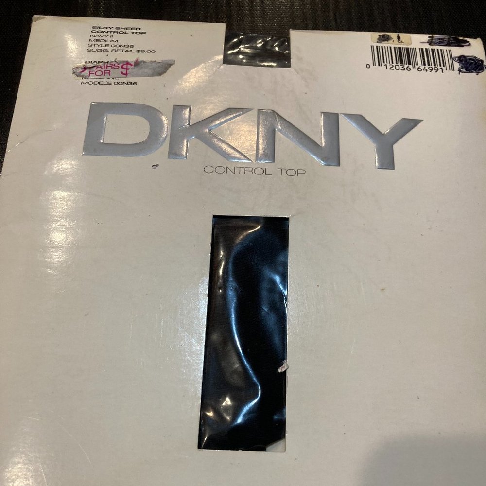 Sheer Stockings Pantihose - Control Top, DKNY, Size Medium, Color Navy